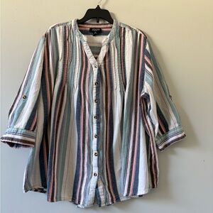 Striped Button-Up Women's Top